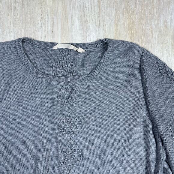 Soft Surroundings Gray Round Neck Cable Knit Warm Cozy Pullover Sweater Plus 1X - Picture 3 of 13